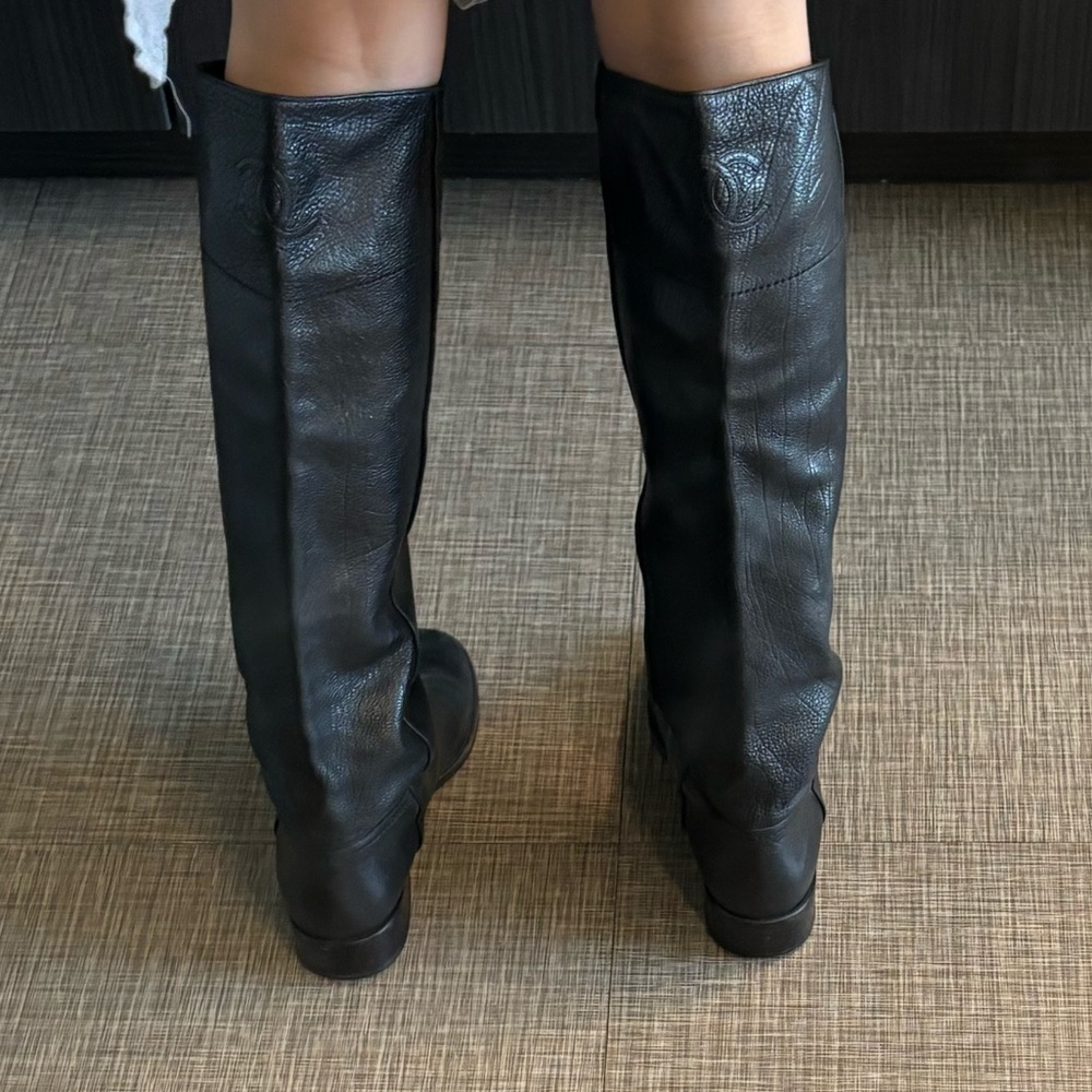 Chanel Black Leather Boots